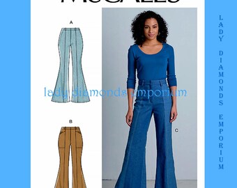 Mccalls 8007 Womens Flared Leg Bell Bottom Pants Jeans Fly Front