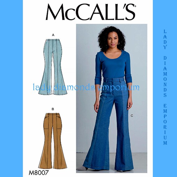 Mccalls 8007 Womens Flared Leg Bell Bottom Pants Jeans Fly Front