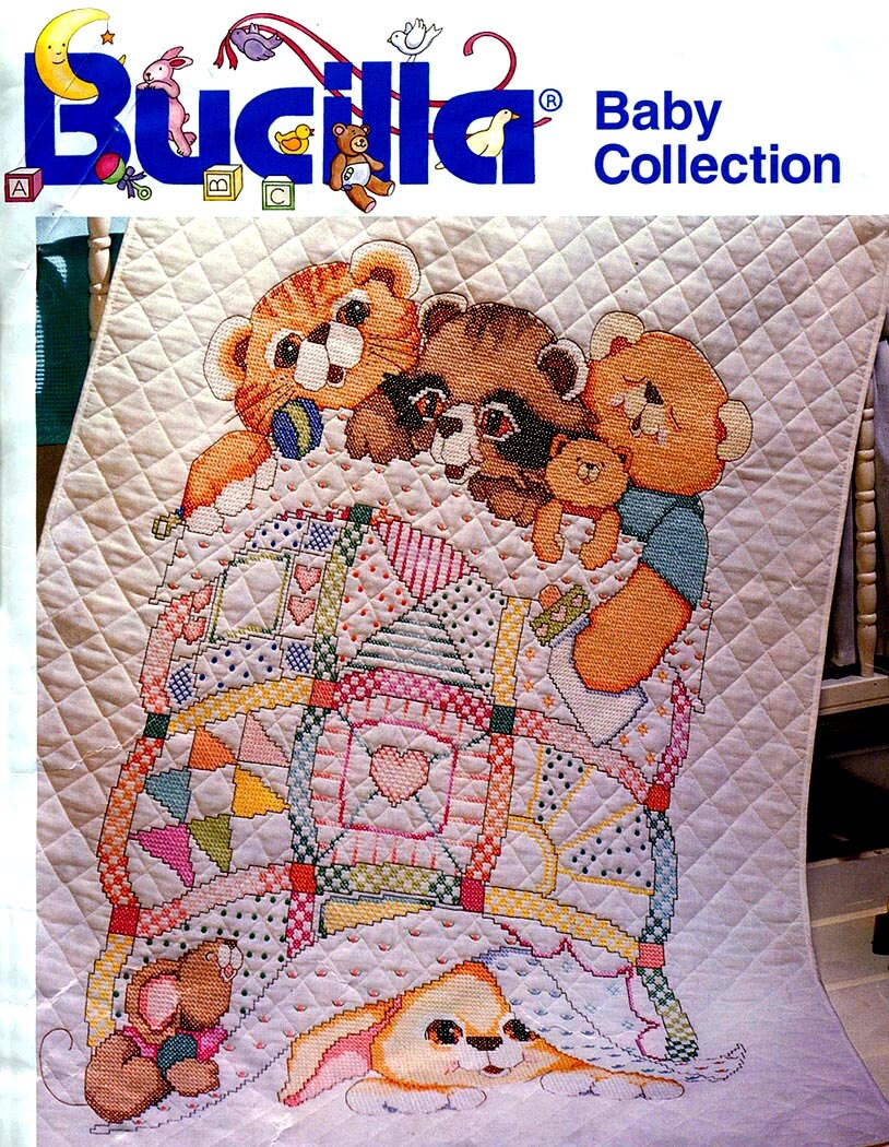 Adorable Baby Crib Quilt Bucilla Stamped Cross Stitch Kit Etsy