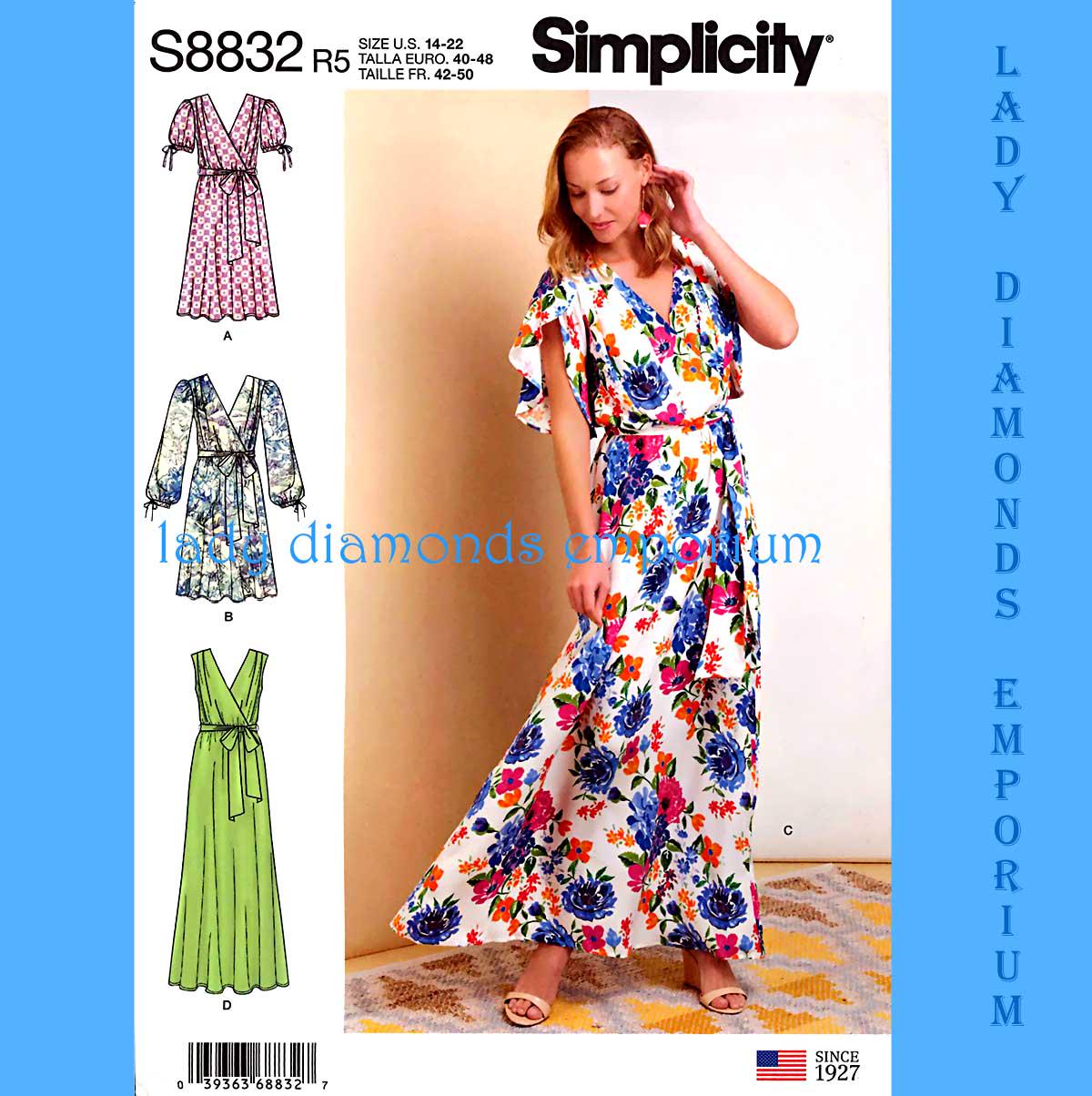 Simplicity 8832 Pullover Dress Mini Midi Maxi Short or Long