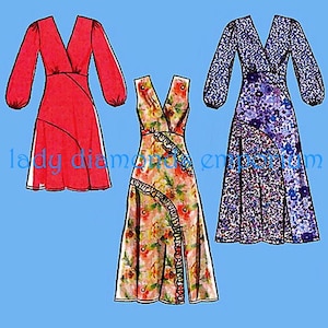 Easy Dress Fitted Lined Bodice Raised Waist Side Zipper Short or Long Sleeve Womens size 14 16 18 20 22 Sewing Pattern McCalls 7894 Uncut