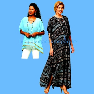 Very Loose Fitting Pullover Tunic Top Full Length Caftan Dress Womens size 4 6 8 10 12 14 Easy Summer Sewing Pattern Butterick 6559 Uncut