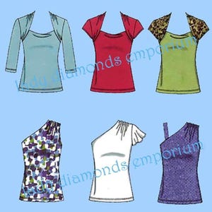 Pullover Tops T-shirts Short or Long Sleeve Off Shoulder Strappy 5 Styles Womens 6 8 10 12 14 Karen Z Sewing Pattern Simplicity 2364 Uncut