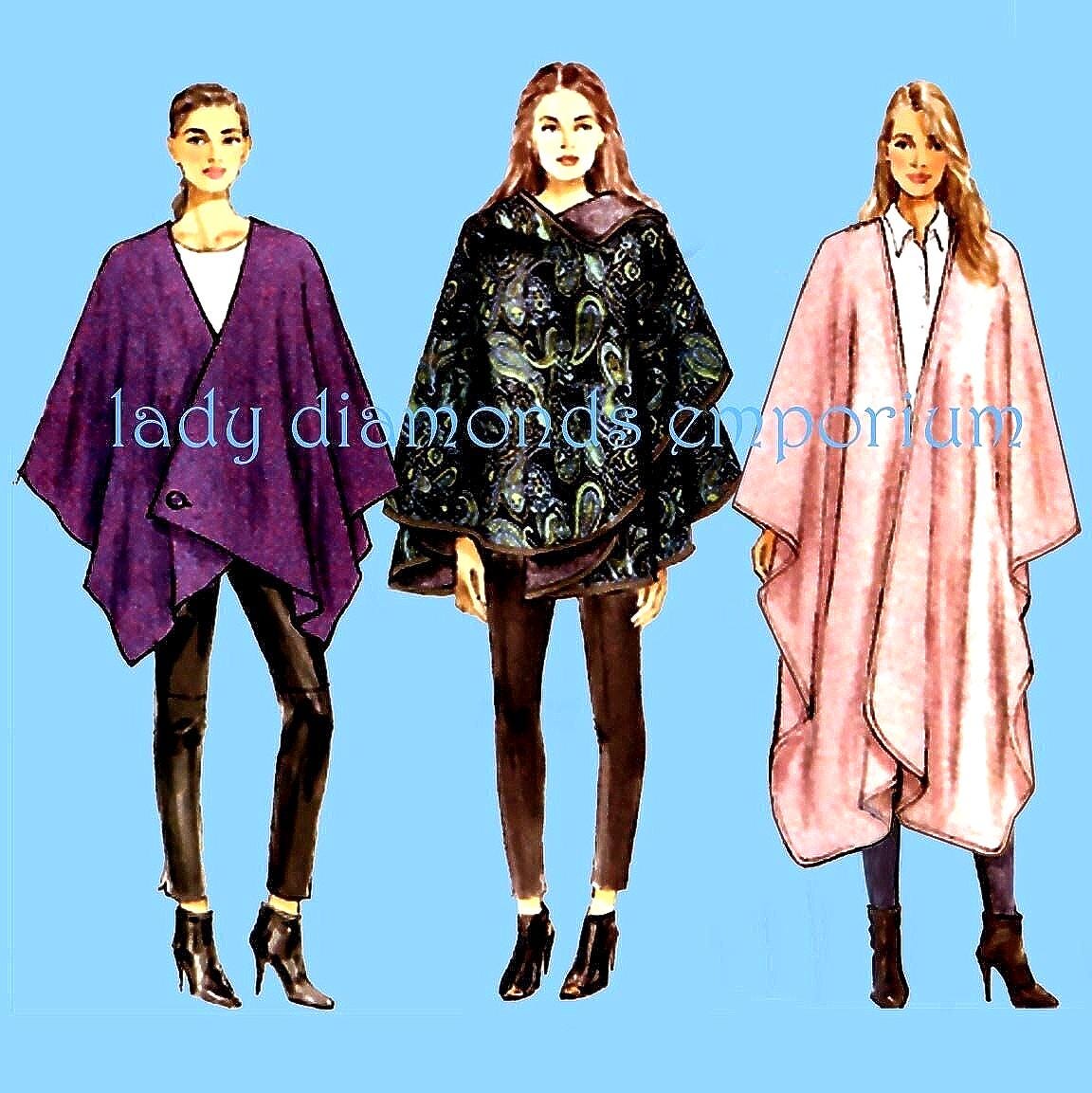 Very Loose Fitting Cape Poncho Jacket Drape Wrap Womens Size