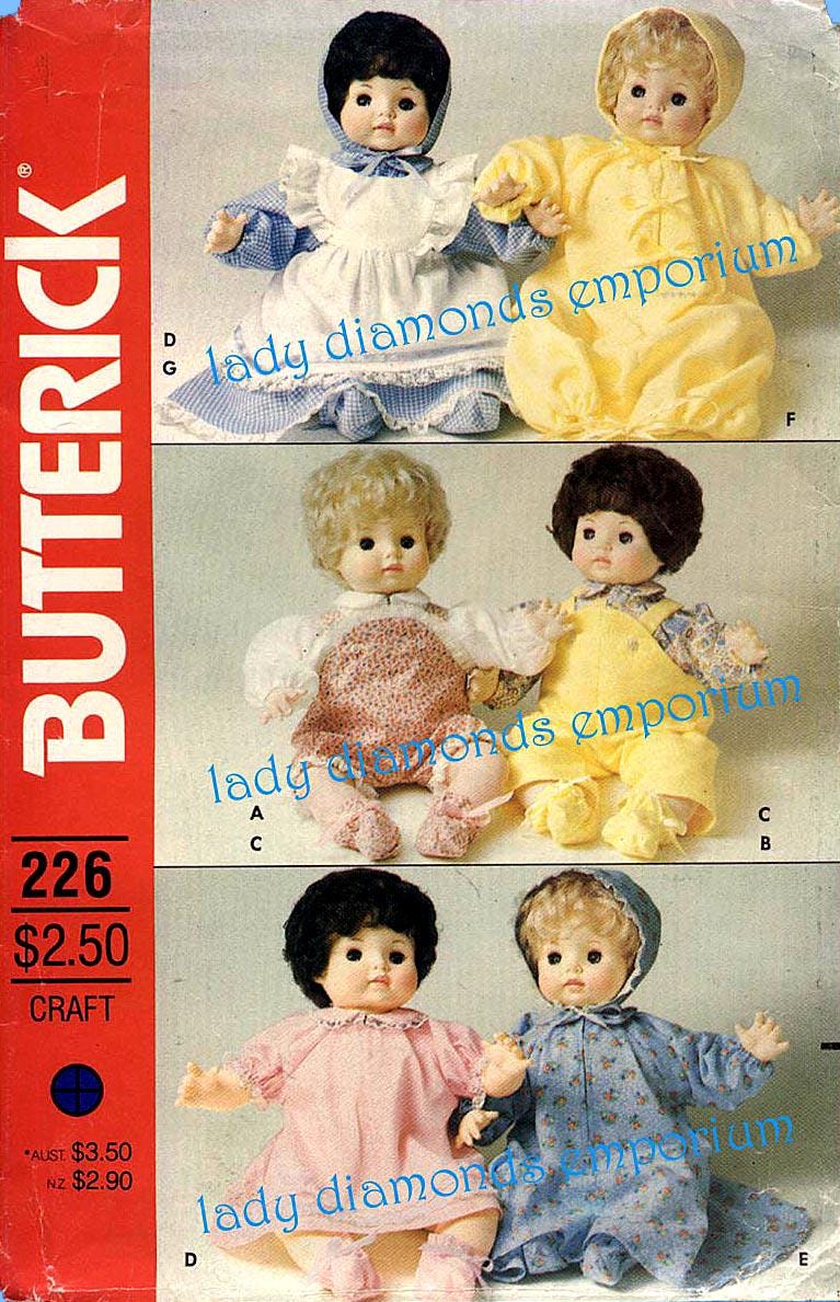 Vintage Baby Doll Clothes Sewing Patterns S M L 11 - 22