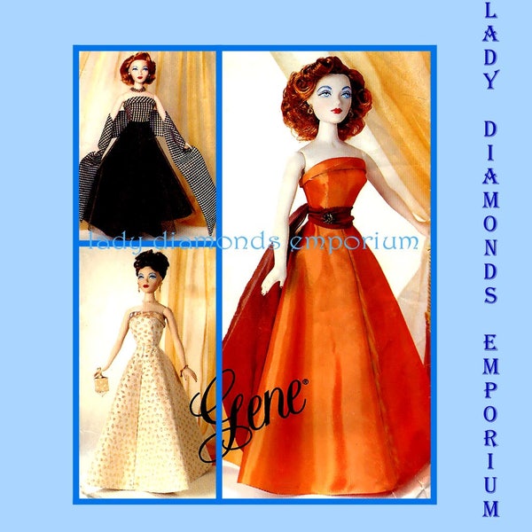 1950 High Fashion Kleidung für die 15 1/2" Ashton Drake Gene Puppe Abendkleid Schärpe wickeln Hand Tasche OOP Schnittmuster Vogue 7381 ungeschnitten