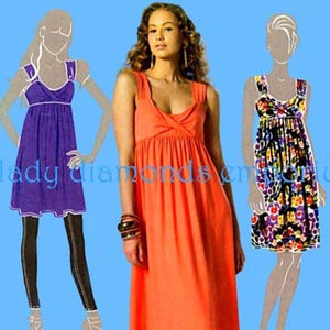 Raised Waist Pullover Tunic Dress Mini Midi Maxi Shoulder Straps Bare Back Womens size 14 16 18 20  Summer Sewing Pattern McCalls 6072 Uncut