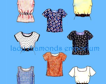 Molde de costura vintage McCalls 2565 Easy Pullover Top Shirt Blouse 9 Great Looks Womens 18 20 22 (sem cortes)