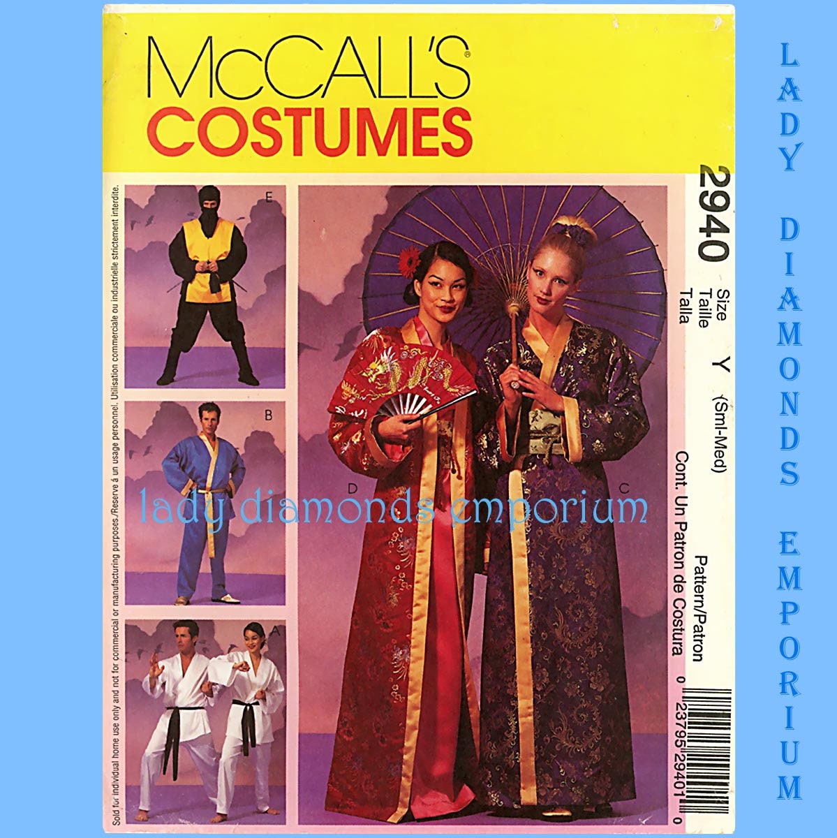 Vtg Mccalls 2940 Mens Womens Teens Oriental Asian Kimono Geisha