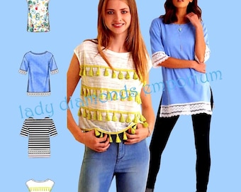 Simplicity 8336 簡単プルオーバーチュニックトップス クロップドトップス レディース サイズ XXS-XXL 4-26 縫製パターン 未裁断