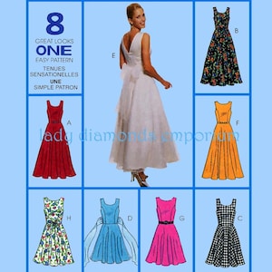 1990’s Fitted & Flared Princess Seam Dress in 2 Lengths Womens size 10 12 14 Easy 8 Great Looks Sewing Pattern Bridesmaid McCalls 8621 Uncut