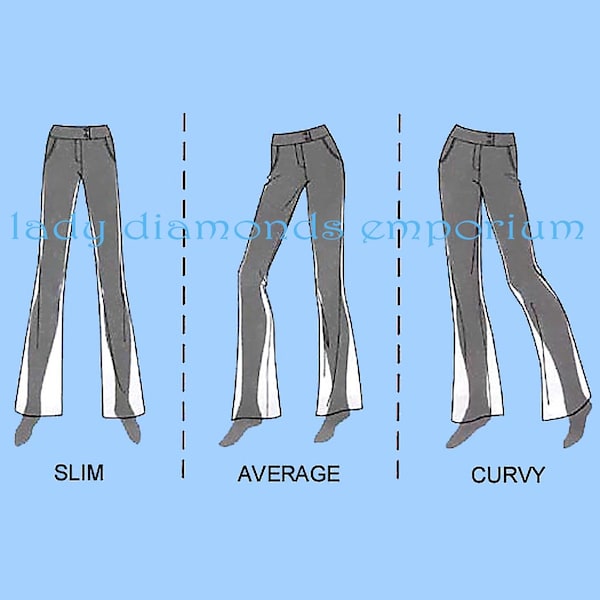 Pants for Slim Average & Curvy Jeans Flared Legs Women size 6 8 10 12 14 or 14 16 18 20 22 Amazing Fit Sewing Pattern Simplicity 2700 Uncut