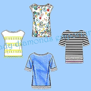 Easy Pullover Tunic Tops T-shirt Cropped Top Shirt Womens size 4 6 8 10 12 14 16 18 20 22 24 26 Sewing Pattern Simplicity 8336 Uncut