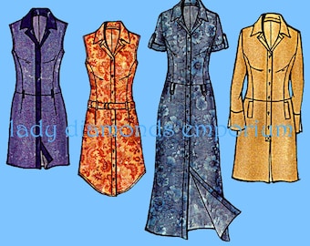 Nieuwe look 6214 Losse jurk met iets verlaagde taille Damesmaat 6 8 10 12 14 16 Naaipatroon ongesneden