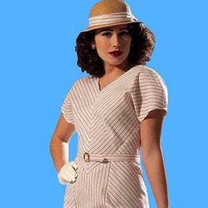1930’s Short Sleeve Slim Dress & Belt Slight A-line Skirt Back Zipper Womens size 6 8 10 12 14 Retro Sewing Pattern McCalls 7153 Uncut