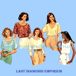 1990&#39;s Very Easy Loose-Fitting Pullover Tops Short or Long Sleeve Sleeveless 5 Styles Womens sz 12 14 16 Sewing Pattern Butterick 3266 Uncut