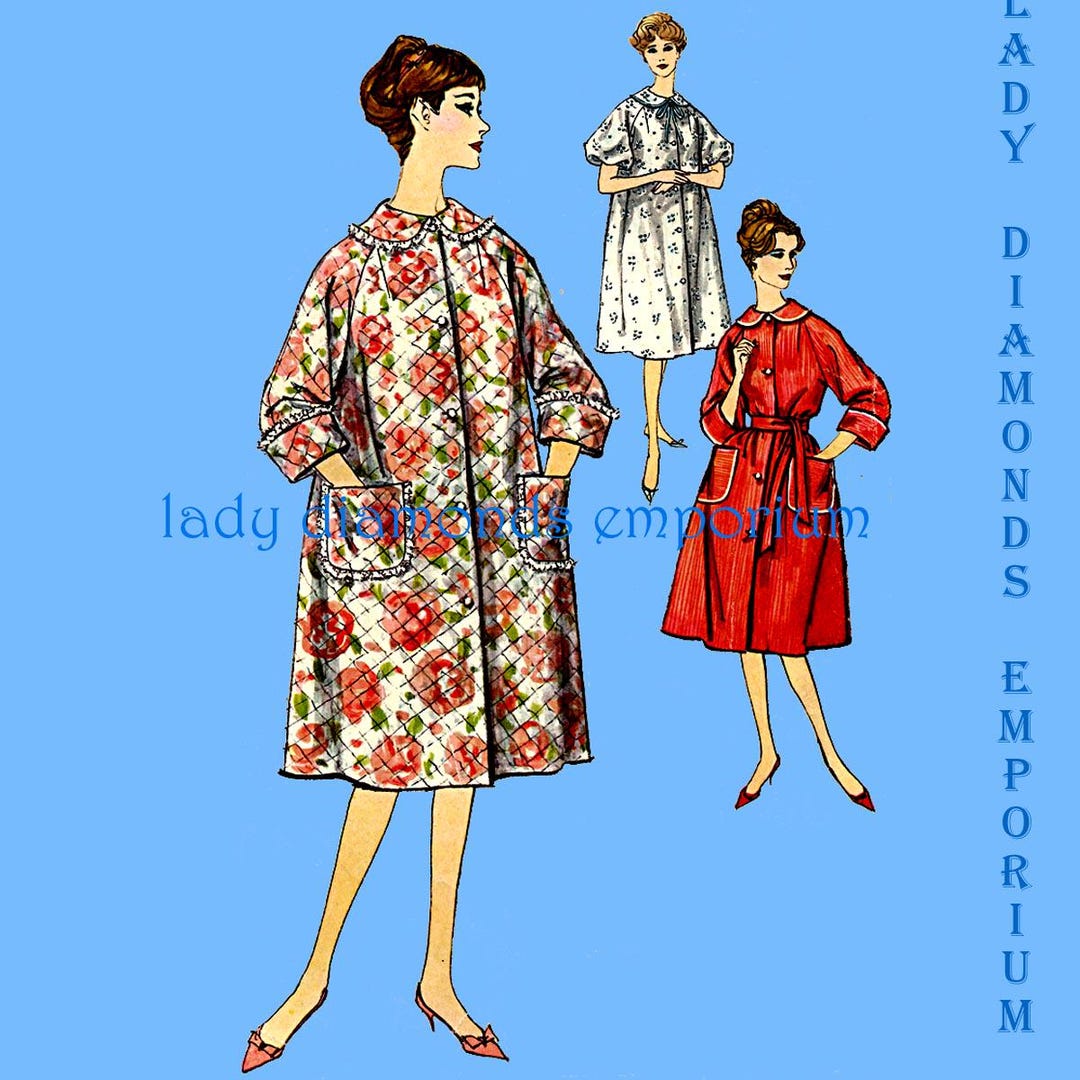 1950’s Simplicity 3216 Flared A-line Robe Housedress Button-up Raglan ...