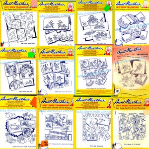 Vtg Aunt Martha’s Hot Iron Transfers Craft Supplies Sewing Needlecraft Embroidery Baby Borders Sports Dogs Updated 9-7-25 New Patterns Added