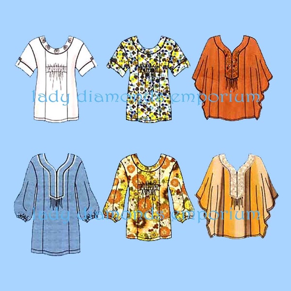 Womens Tunic Tops Short or Long Sleeve Poncho Smock Top size 20 22 24 26 28 Boho Hippie Khaliah Ali Sewing Pattern Simplicity 2230 Uncut FF