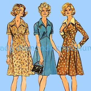 1970’s Simplicity 5914 Fitted & Flared Dress Shaped Bodice Womens 16.5 Bust 39 Look Slimmer Sewing Pattern Uncut