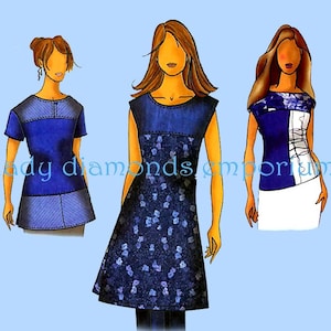 Pullover Tunic Top Shirt Blouse Mini Dress Simple Seams Optional Color Block Womens XS S M L XL Connie Crawford Pattern Butterick 5503 Uncut