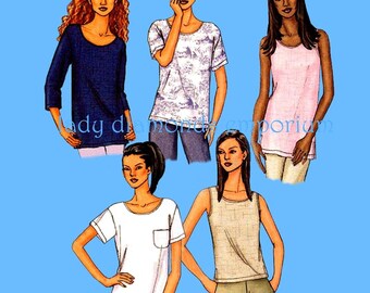 ヴィンテージ Butterick 3383 ベリーイージー プルオーバー チュニック Tシャツ タンクトップ レディース サイズ 16 18 20 22 裁断パターン（未裁断）