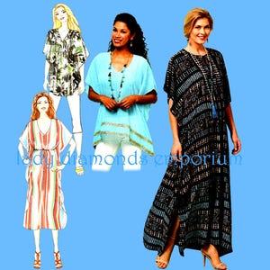 Butterick 6559 Lätt löst sittande pullover-tunika-topp-kaftanklänning damstorlek 4 6 8 10 12 14 sömnadsmönster oklippt