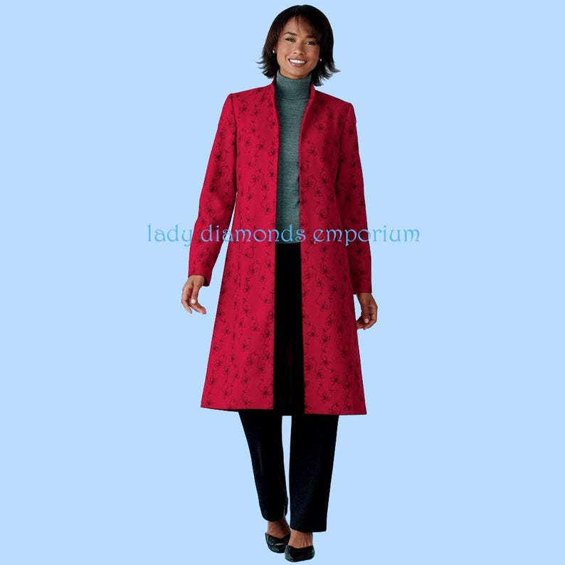 Womens A-line Jumper Dress Pull-on Pants Vest Long Sleeve Jacket Duster sz 10 12 14 16 18 Easy Wardrobe Sewing Pattern Simplicity 4789 Uncut image 4