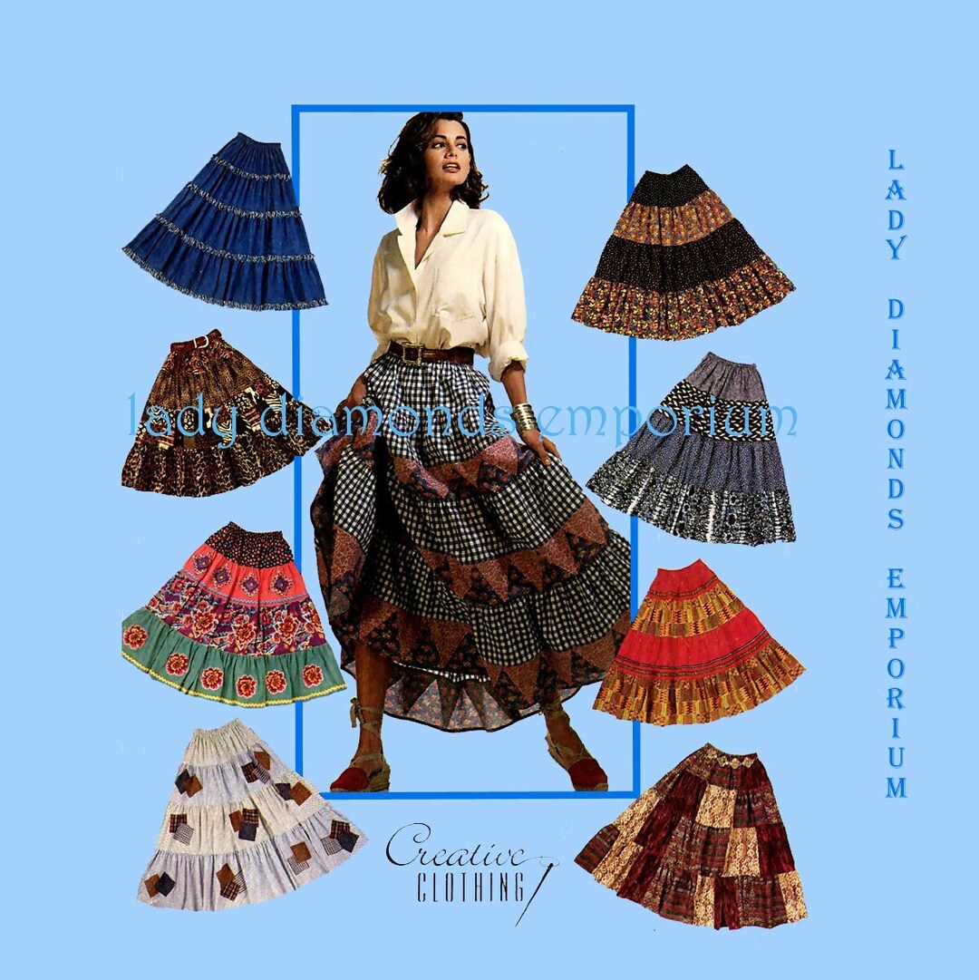 1990s Pullon Tiered Skirt Broomstick Pleating Option Womens Etsy