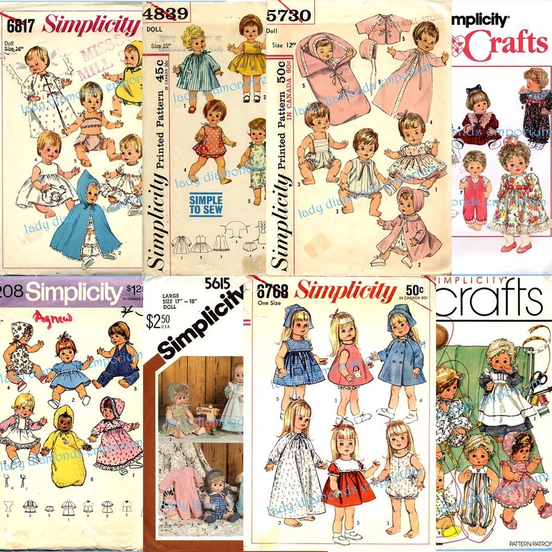 Vintage Baby Doll Clothes 12 to 22 Dolls Original Simplicity Etsy