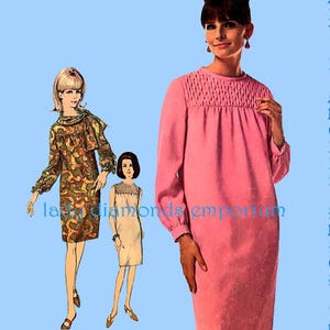 1960’s Simplicity 6778 Slim Shift Dress Long Sleeve Sleeveless Smock Option Womens sz 14 Sewing Pattern