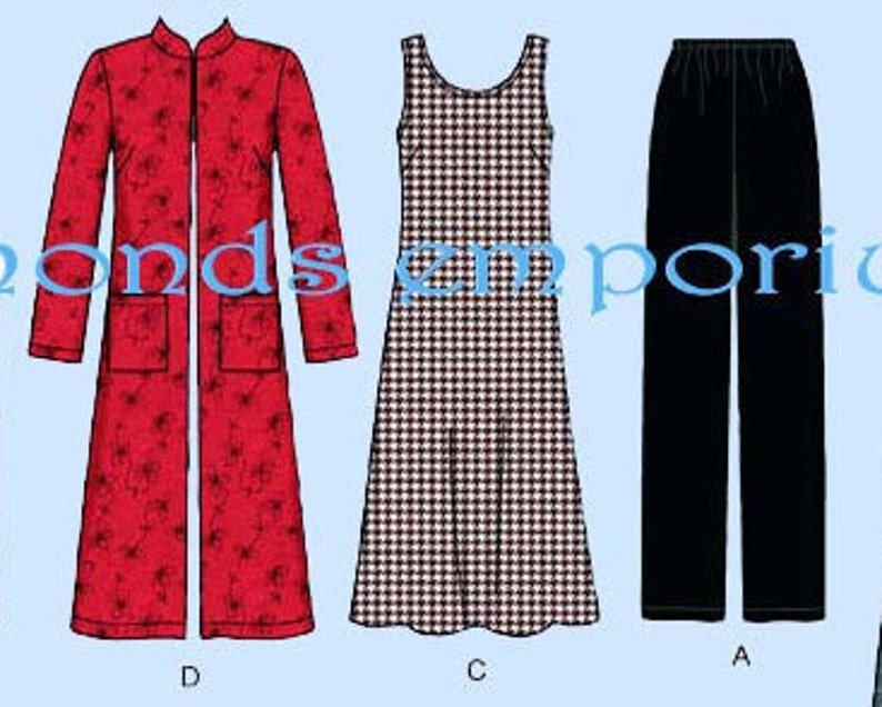 Womens A-line Jumper Dress Pull-on Pants Vest Long Sleeve Jacket Duster sz 10 12 14 16 18 Easy Wardrobe Sewing Pattern Simplicity 4789 Uncut image 7