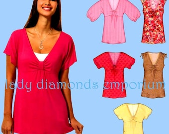 Patrón de costura sin cortar New Look 6810 para blusas tipo túnica con cintura alta, tallas de mujer 10 12 14 16 18 20 22.