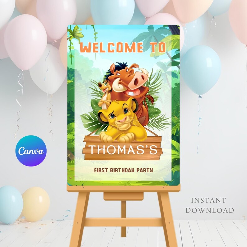 Lion King Welcome Sign, Lion King Birthday Party, Lion King Welcome ...