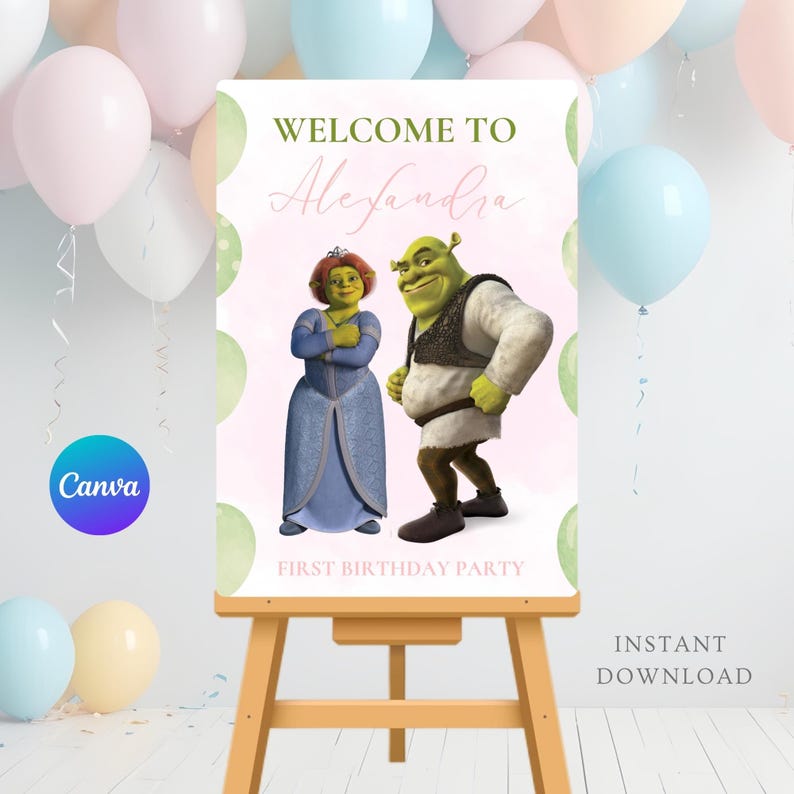 Shrek Prom Sign Shrek Welcome Sign, Shrek for Girl Birthday Party, Shrek Welcome Board ...