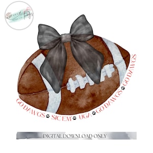 State of Georgia Georgia Bulldog Football Go Dawgs UGA University of Georgia Hairbow png SEC Football Watercolor PNG File Instant Download