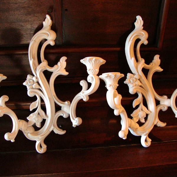 Vintage White Candle Sconces