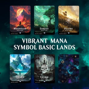 Terrains de base symbole de mana vibrant – Cartes d'illustration