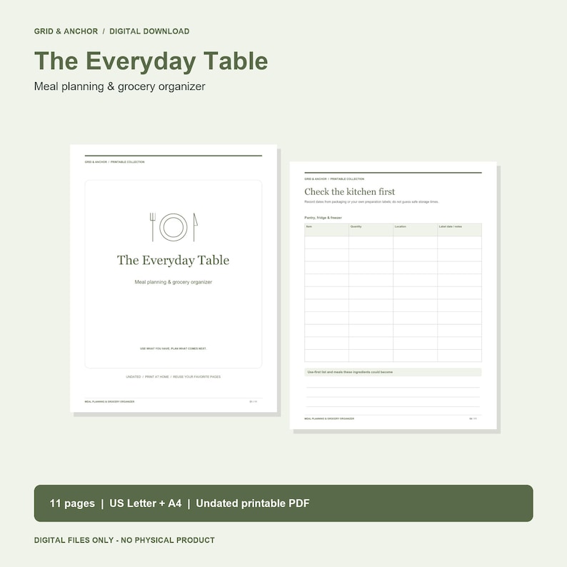 Meal Planner Printable, Weekly Menu & Grocery List, Recipe Pages ...