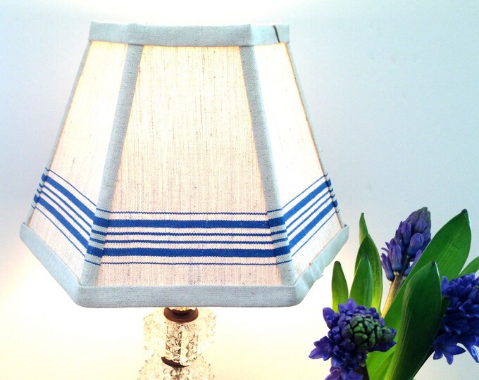 Nautical Blue Stripe Lamp Shade Hex Clip Shop Classic Etsy
