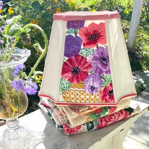Stunning Embroidered Lampshade, Inverted Cut Corner Rectangle 8.5&quot; high, ooh so pretty!