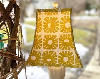 Awesome Square Bell Lampshade - 8.5" high - Exquisite textiles - Skinny laMinx Linen - 1 in-stock - bold sunshine Yellow