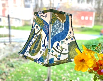 Swedish Square Bell Lampshade, Mod Designer Fabric Lampshade, 9" high x 10 bottom,  1 in- stock