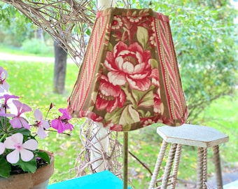 Floral French Scallop Lampshade,  Clip top Lamp Shade, 7" high x 8" bottom - 2 in-stock - love the scallop shape!