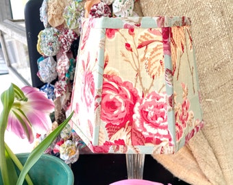 Pretty Floral Hex Clip Lampshade -  Vintage French Lamp Shade - 1 instock