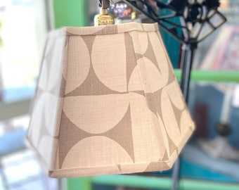 Mod Linen UNO / Bridge Lampshade, South African Fabric Lamp Shade - threads onto light bulb for standing lamp - hex - Funky look