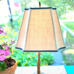 Homespun Off White Linen Lampshade, Inverted Cut Corner Rectangle 8.5" high, Super lovely vintage cloth -1 in-stock, priced per shade