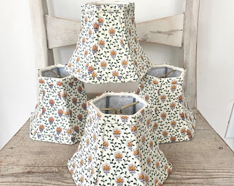 Pierre Deux Chandelier Lampshade, Hex Bell Candle Clip Top Lamp Shade 4.5&quot; high- Priced Per Shade, 2 in- stock, priced per shade
