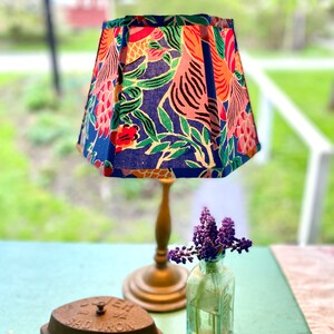 Funky Vintage Chinese Fabric Lampshade, Bold Print Lamp Shade, Hex Clip, 7 high 1 in-stock last one image 3