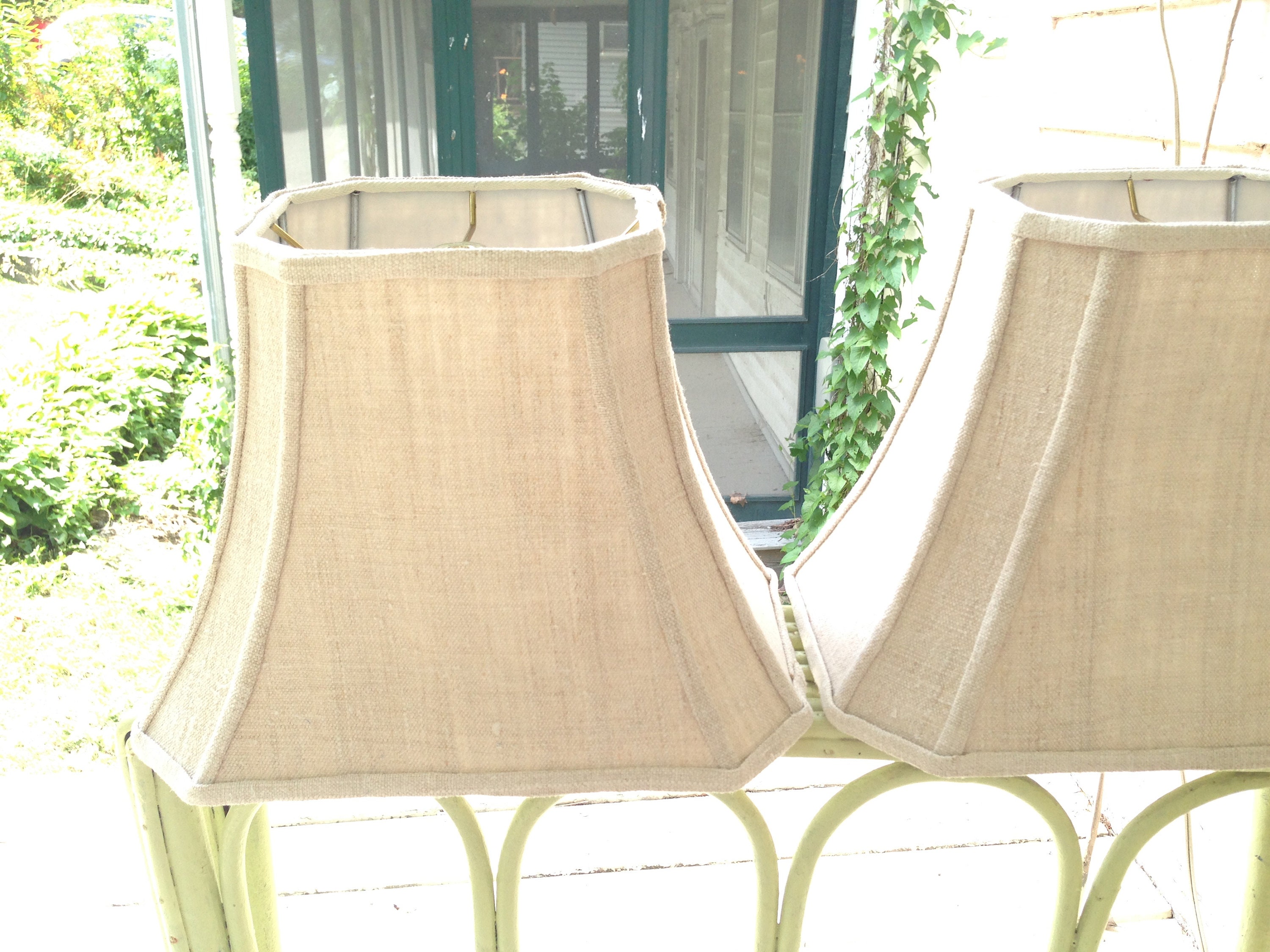 Homespun Rectangle Lamp Shade Lampshade in Vintage Natural Etsy